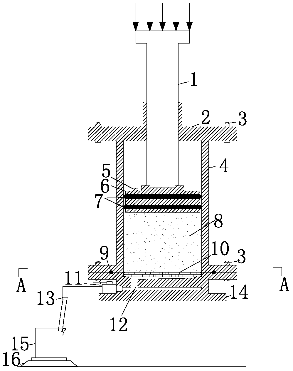 Overlying rock isolation grouting filling fly ash slurry compression test system and method