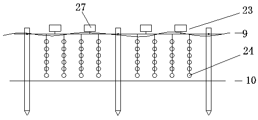 Hanging strip type multi-water-level biological island construction device and island construction method