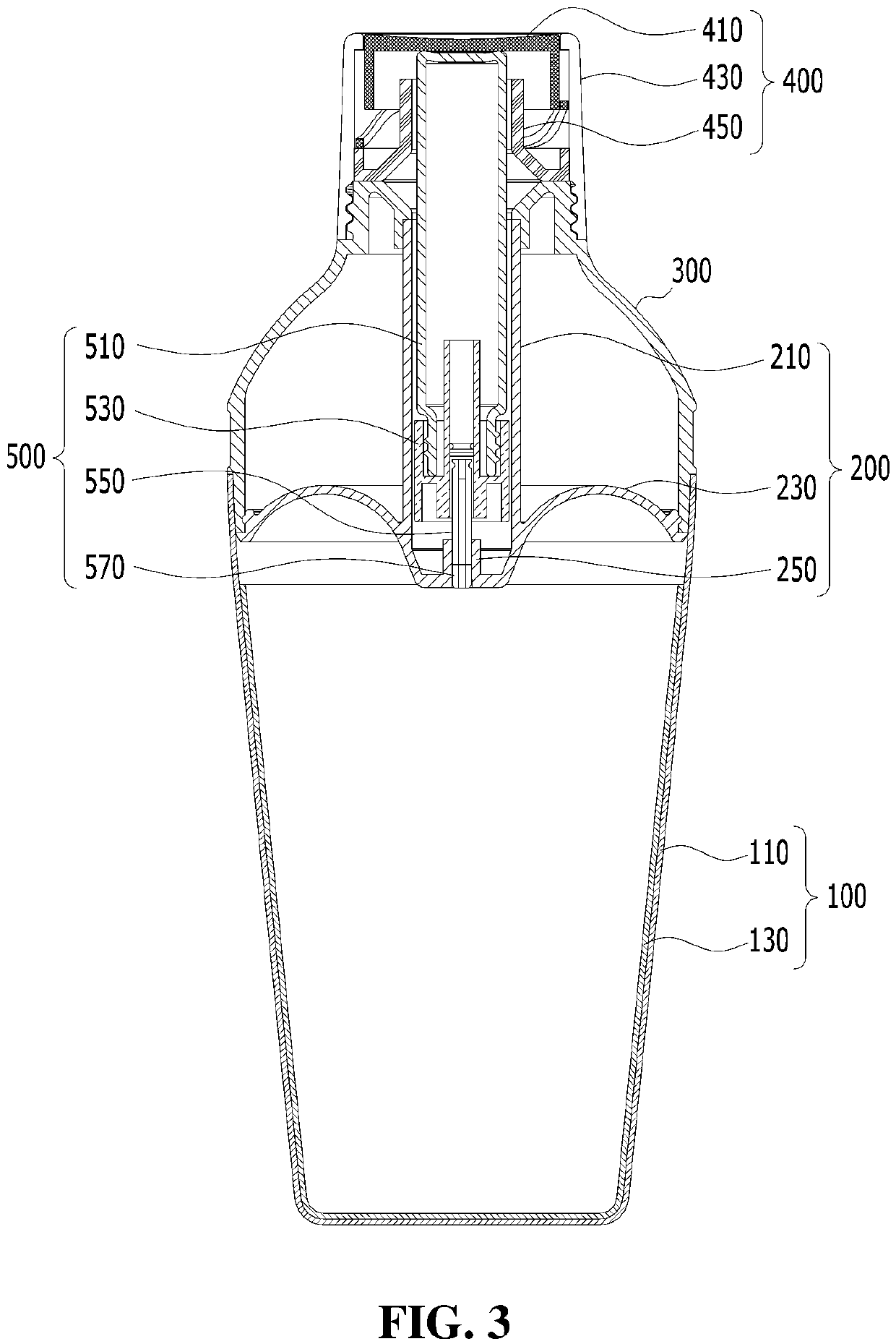 Beverage container of dispenser type