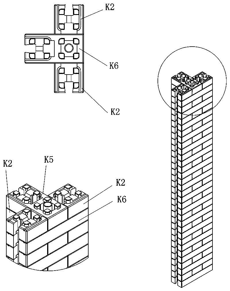 Unified-modulus combined interlocking building block combination and method for building energy-saving and anti-seismic house