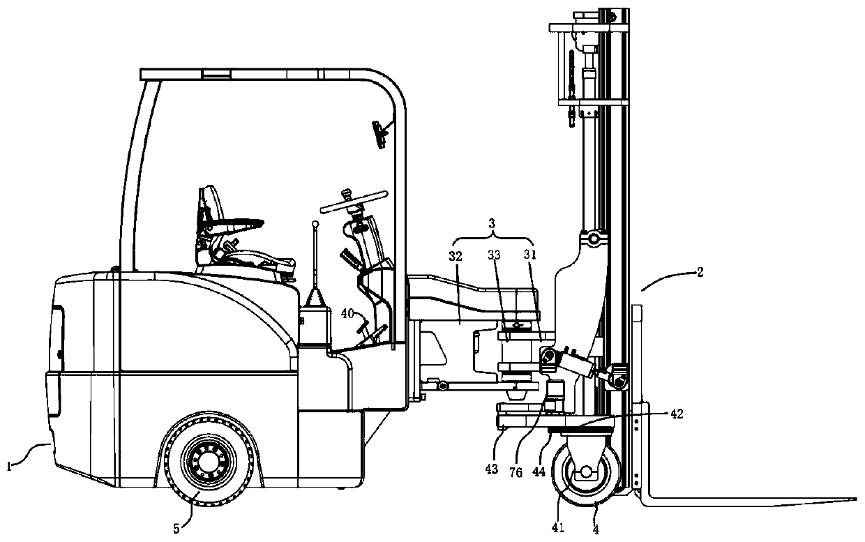 Four-fulcrum multi-steering narrow roadway articulated forklift