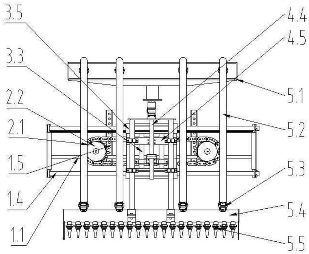 Chain reversing hydraulic jet mechanism of lotus root harvesting operation equipment