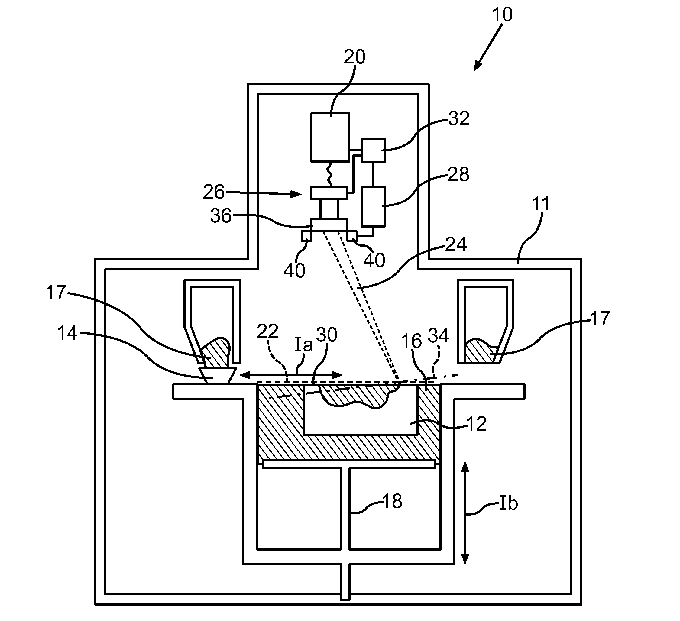 Device for the additive manufacture of a component