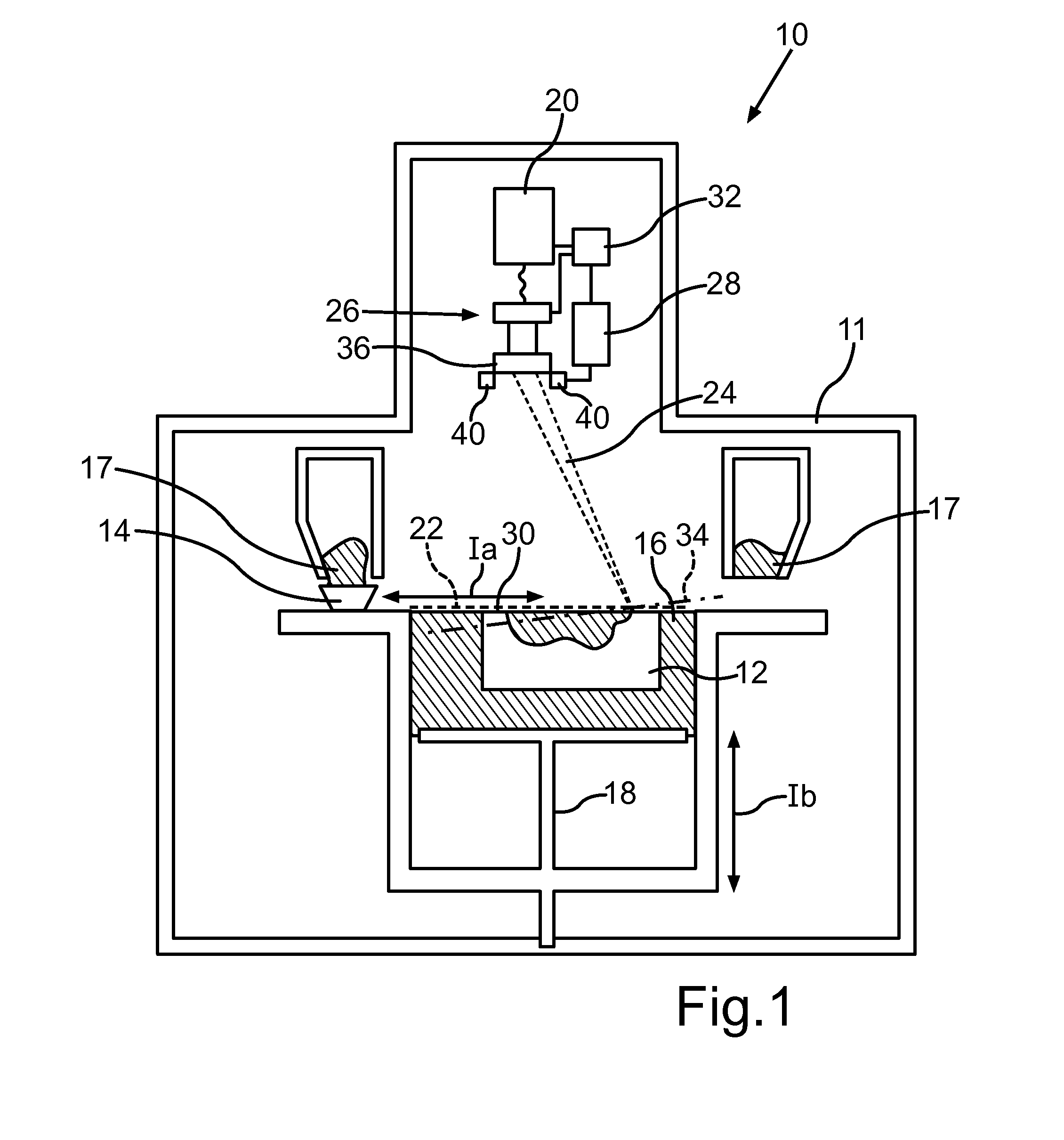 Device for the additive manufacture of a component
