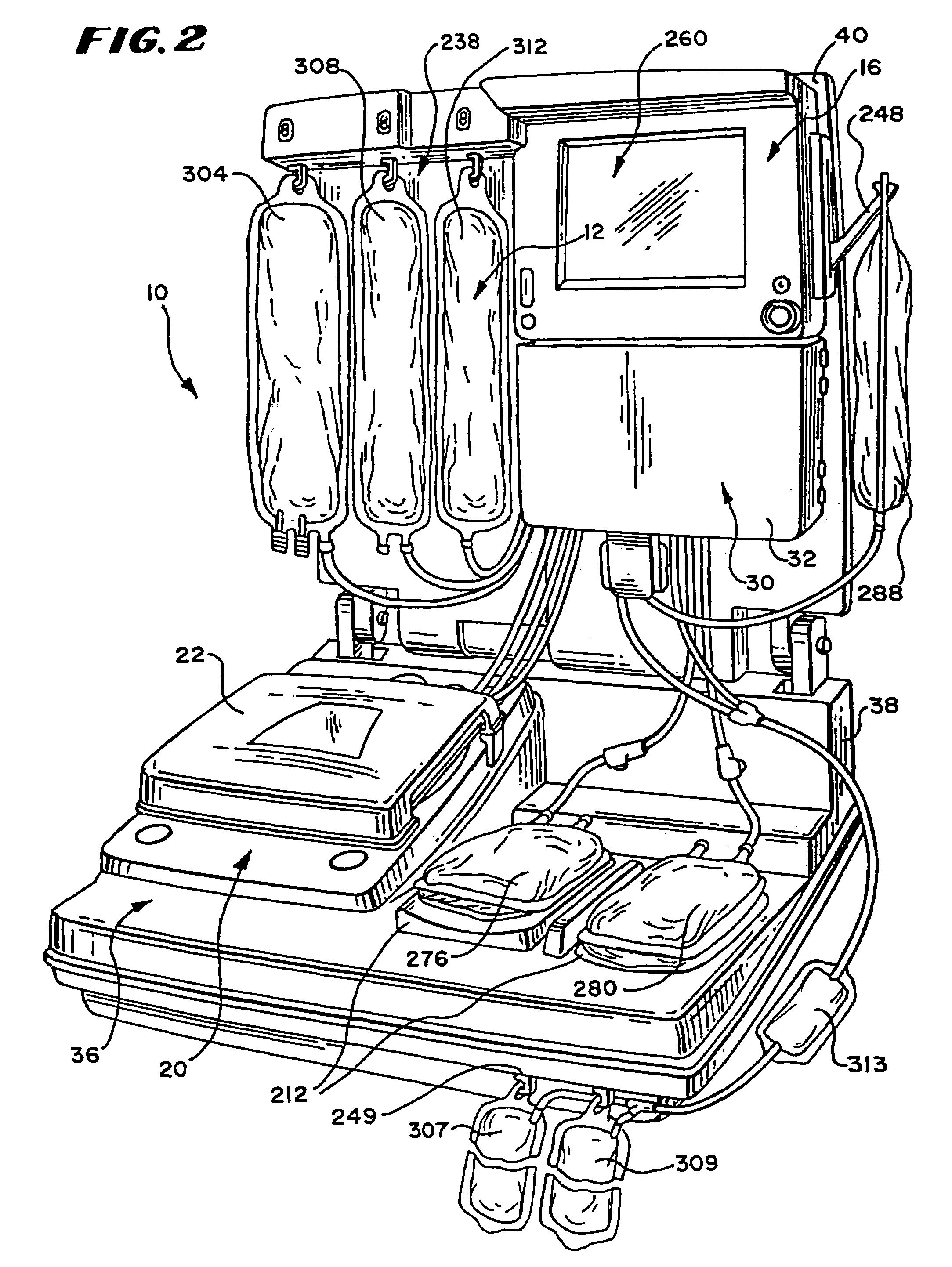 Blood processing systems and methods that employ an in-line, flexible leukofilter