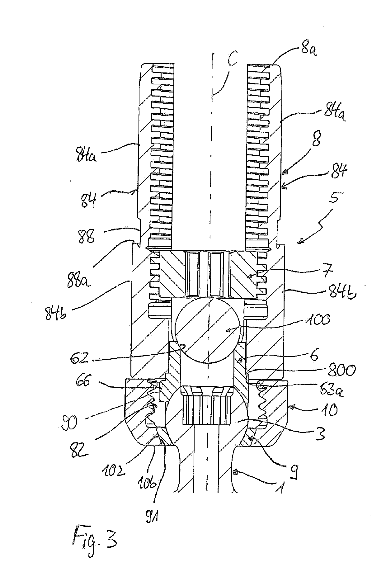 Polyaxial bone anchoring device and system including an instrument and a polyaxial bone anchoring device