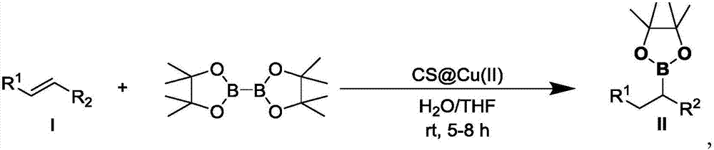 Methods of preparing organic boron compound and beta-carbonyl compound by catalyzing copper ion loaded chitosan microspheres