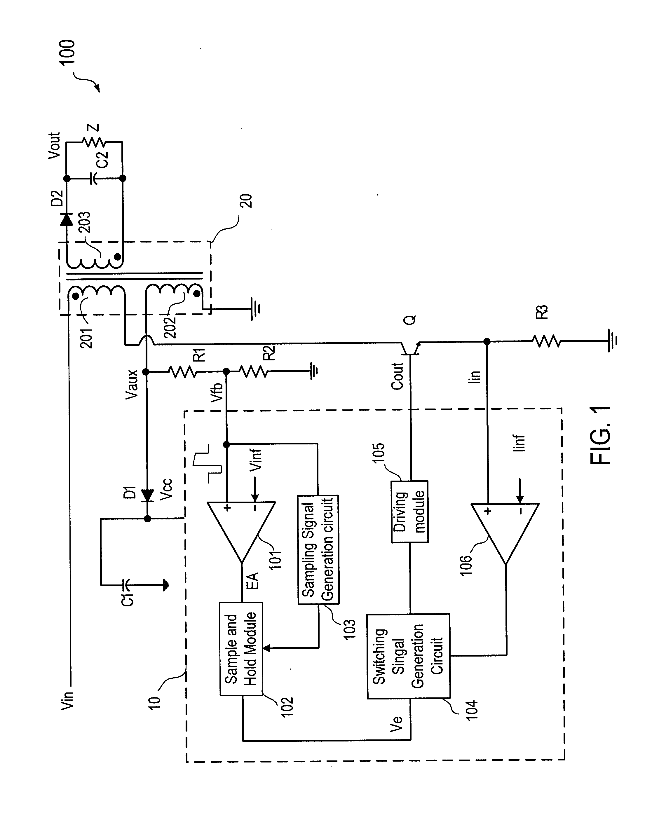 Control circuit for primary side control of switching power supply