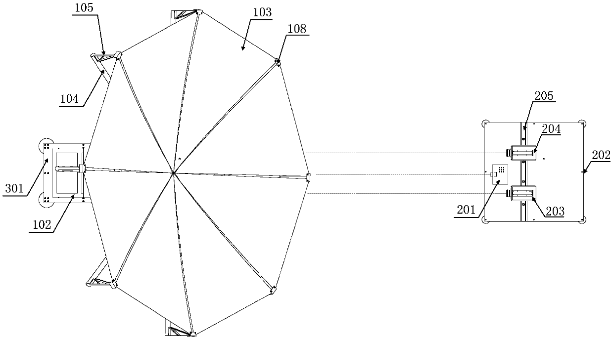 Umbrella-shaped reflector vibration measurement device and method