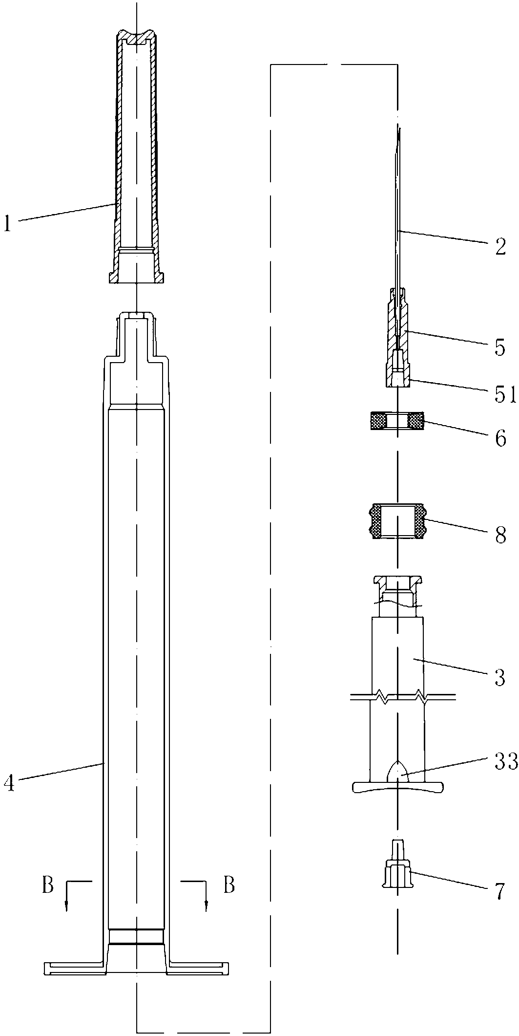 Air-pressure-type retraction self-destruction syringe
