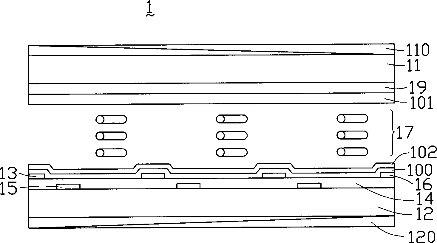 Switch inside plane type LCD device