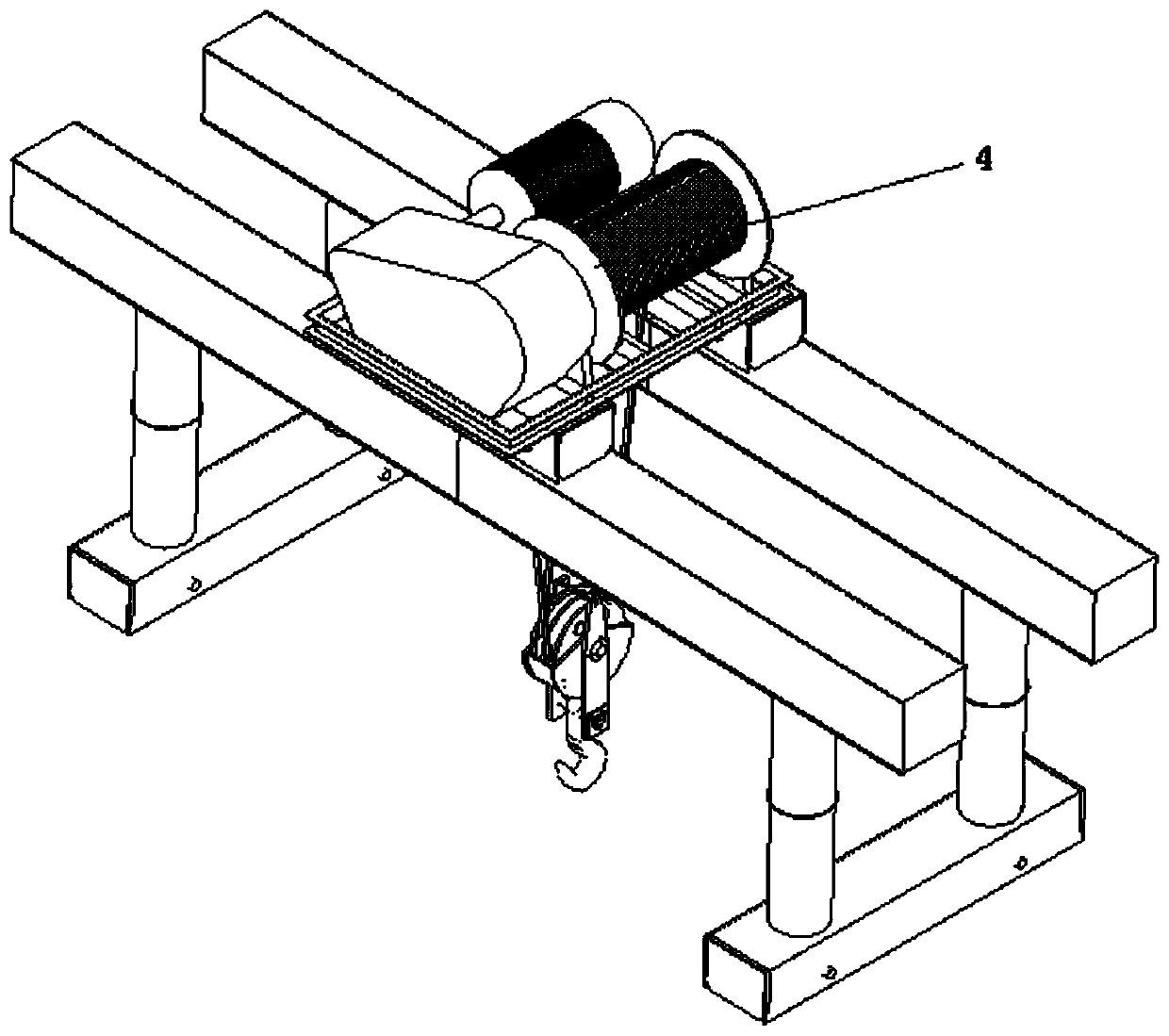 Small-curve-radius steel box girder bridge erecting machine and erecting construction method