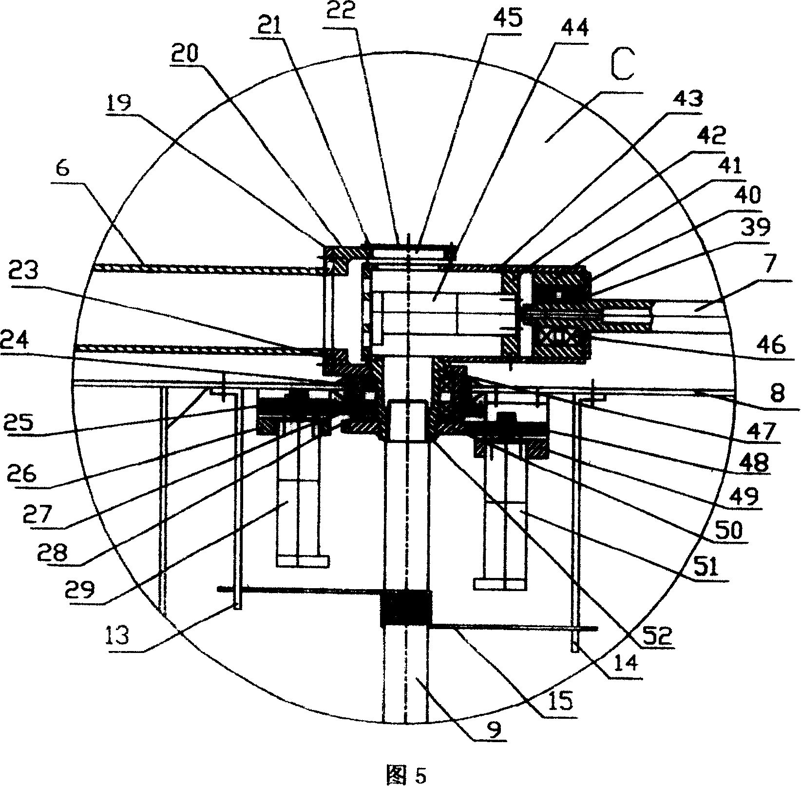 Six wheel symmetrical active suspension mechanism of moon craft
