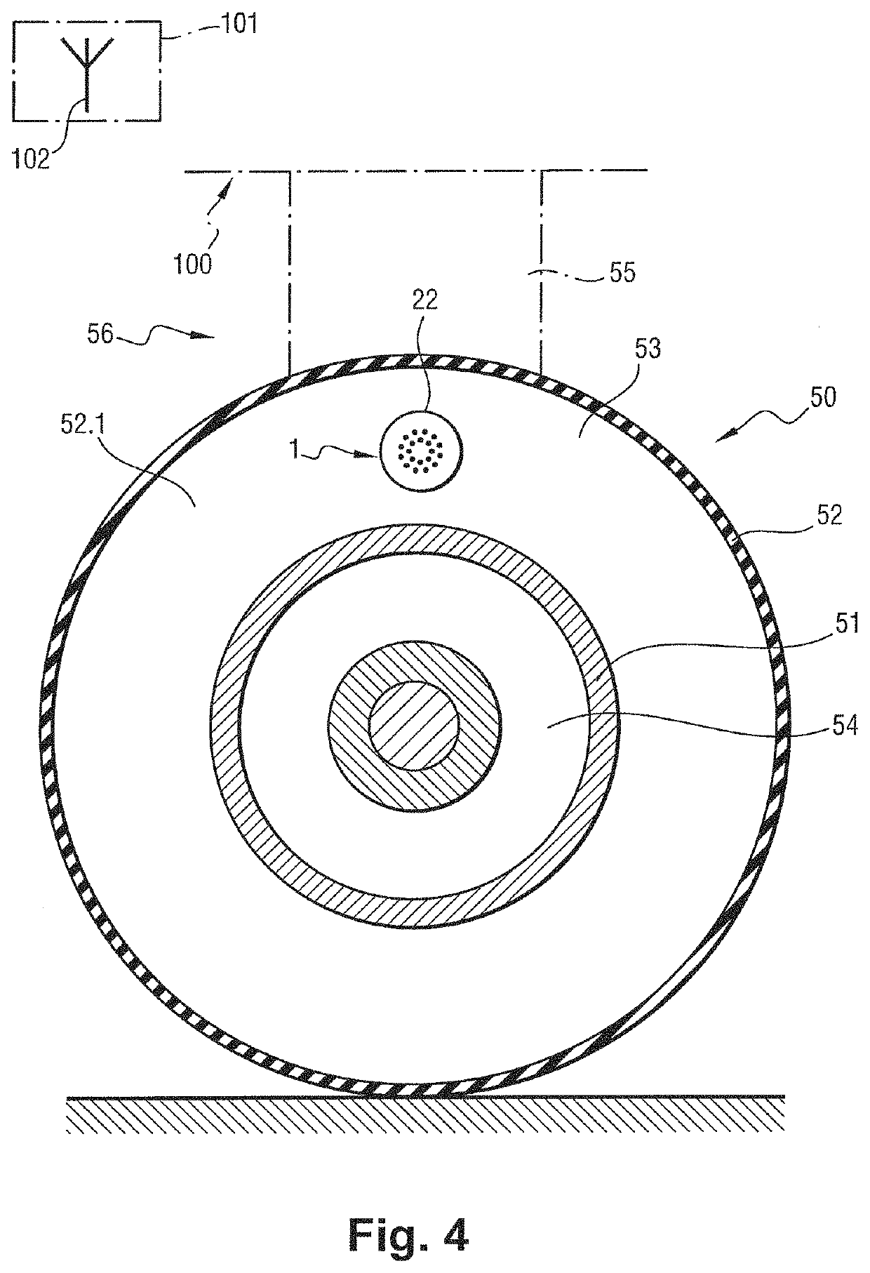 Encased pressure sensor for measuring pressure in an aircraft wheel