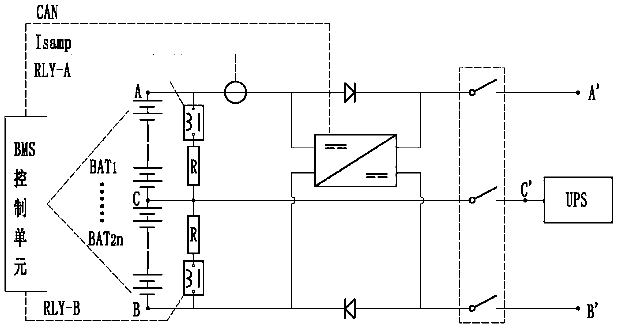 Charge and discharge circuit for three-level battery pack