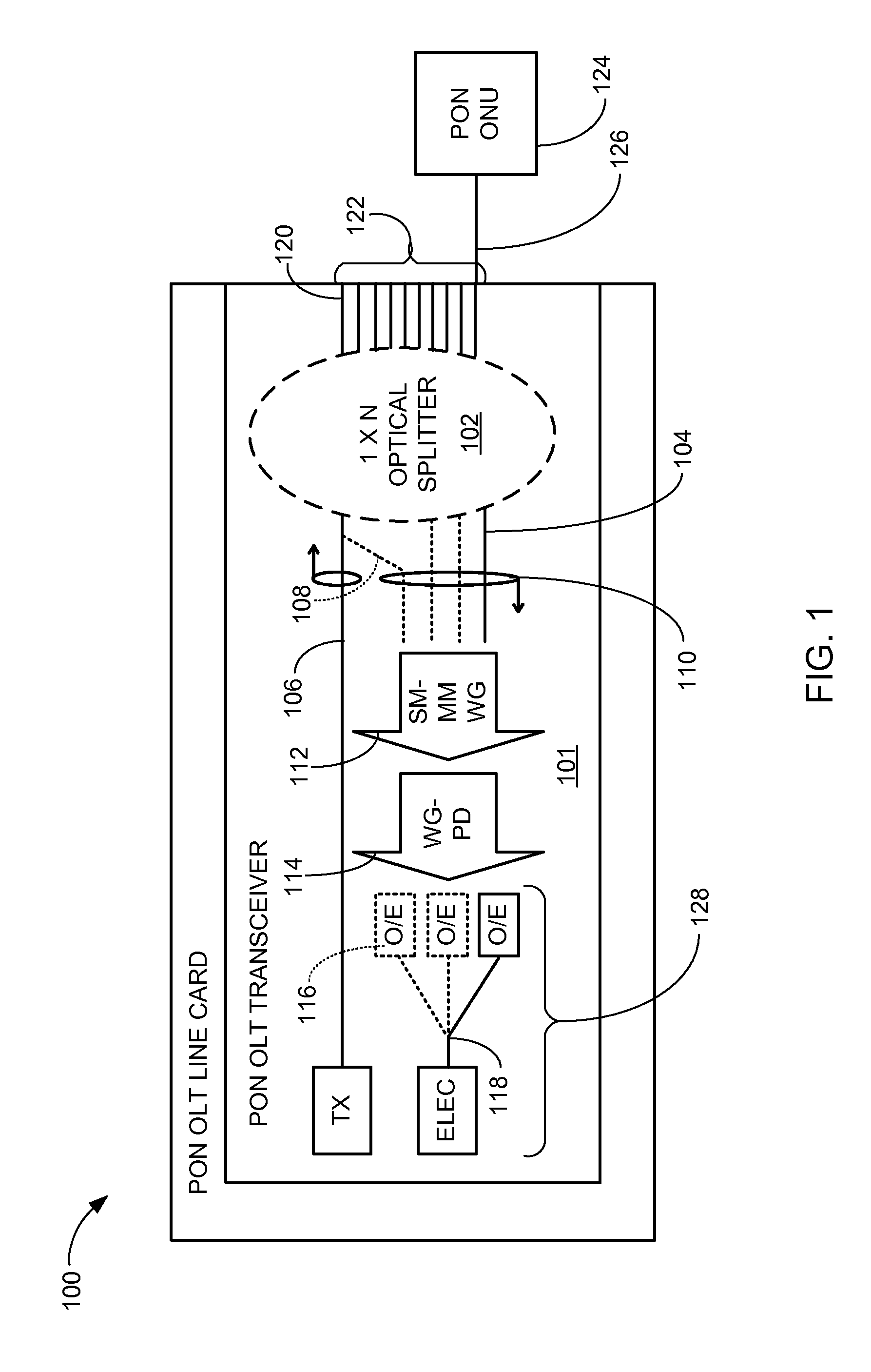 Optical network communication system with optical line terminal transceiver and method of operation thereof