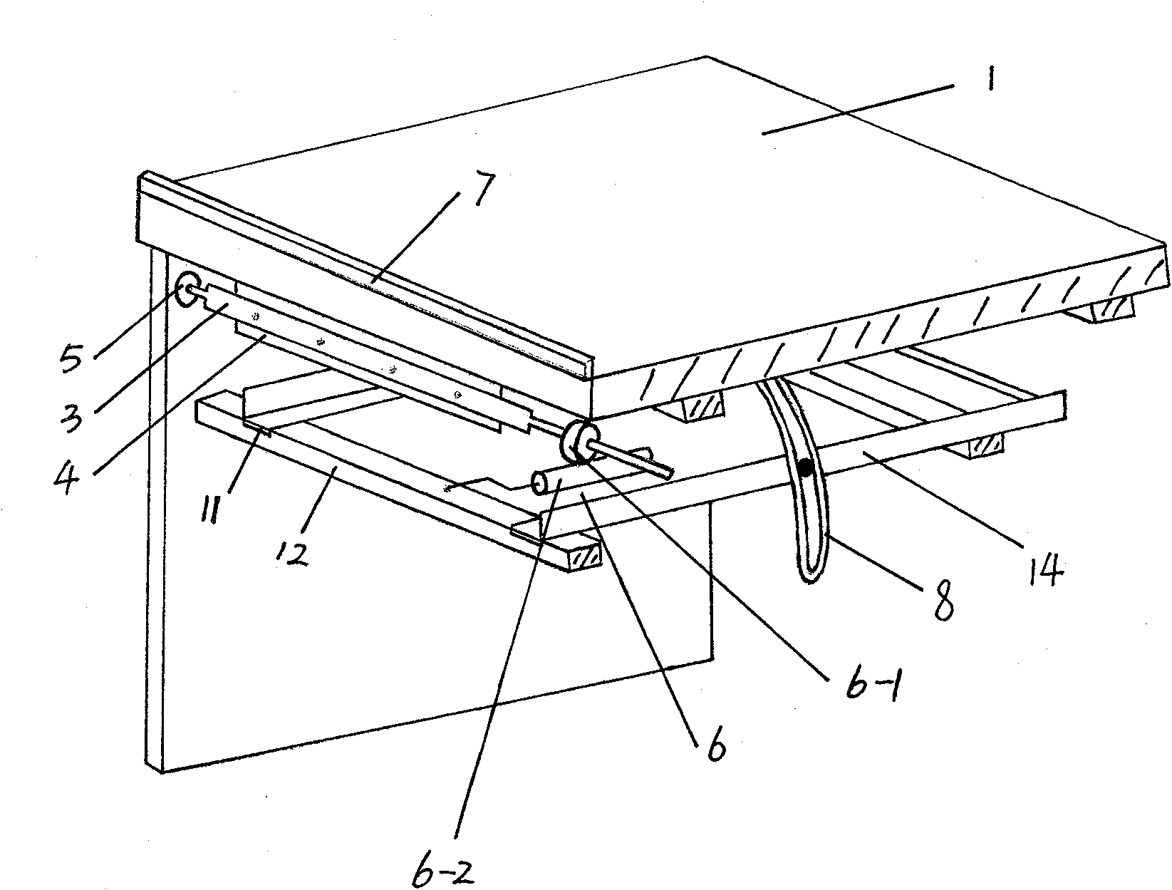 Computer desk with forerake accommodative table-board for storing display