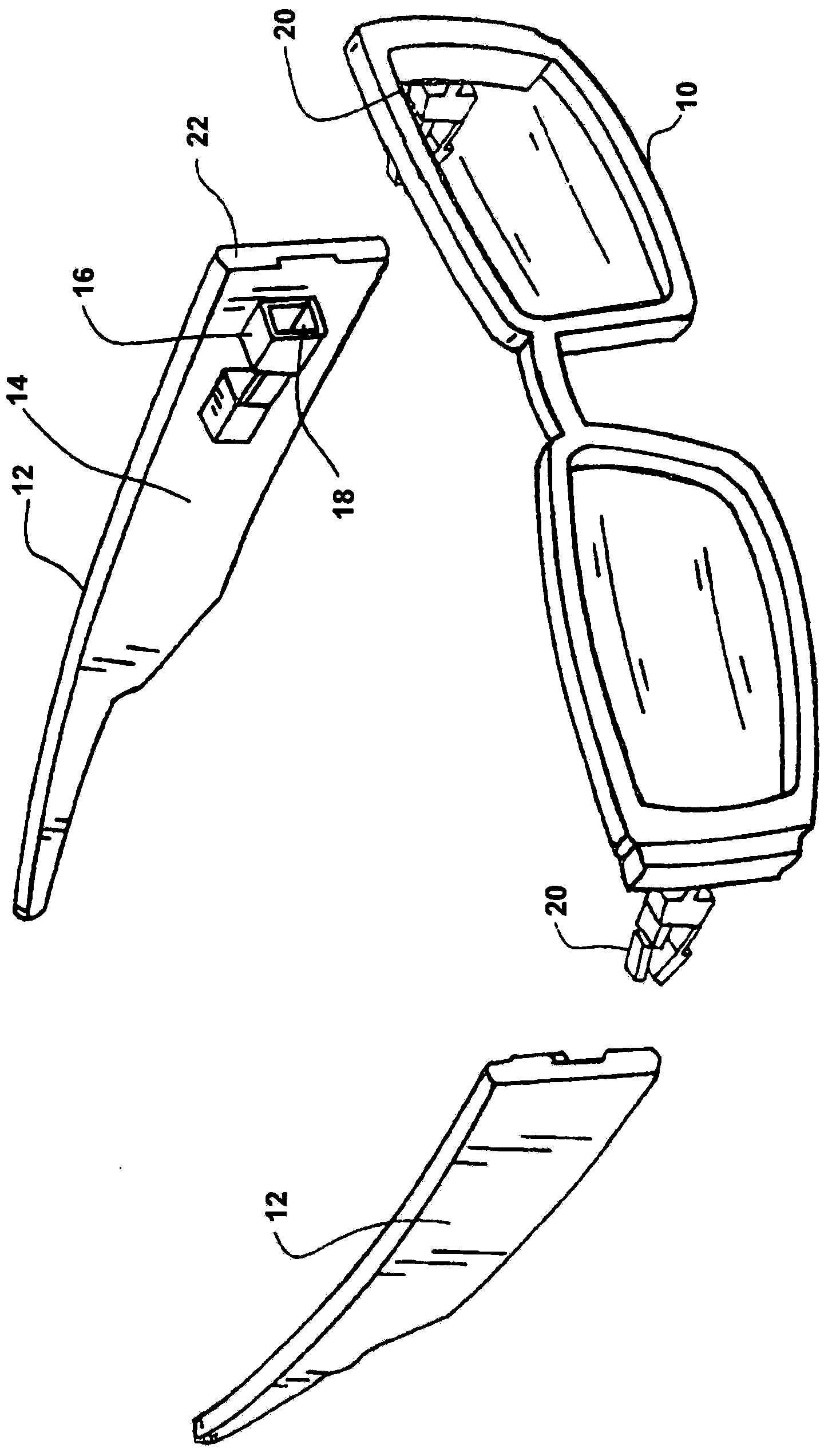 Side arm release system for eyeglass frame with changeable temple pieces