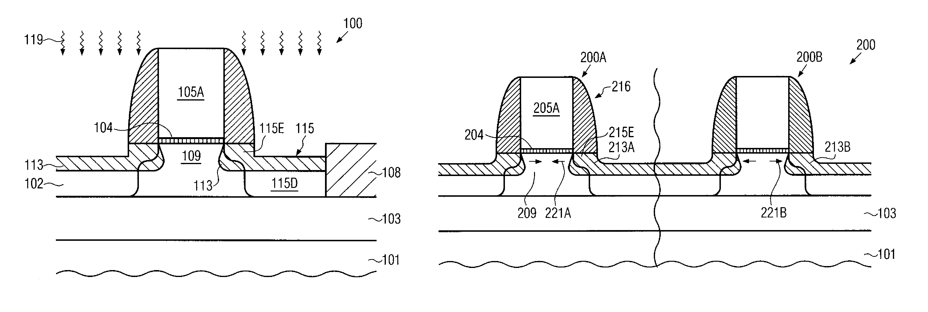 Reducing transistor junction capacitance by recessing drain and source regions
