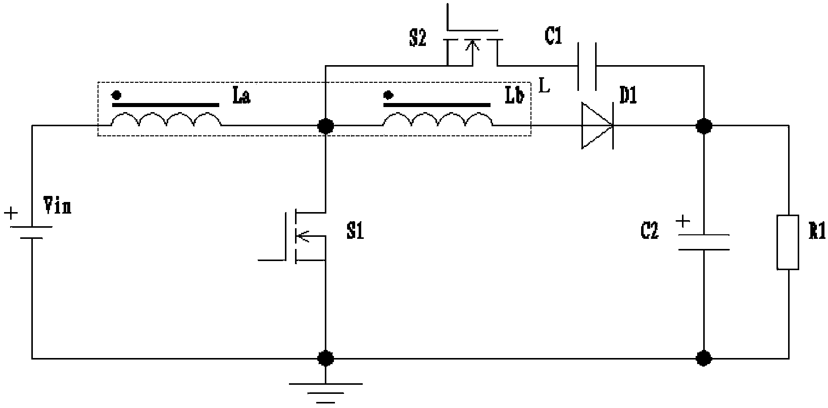 Active clamping high gain boost converter using coupling inductor