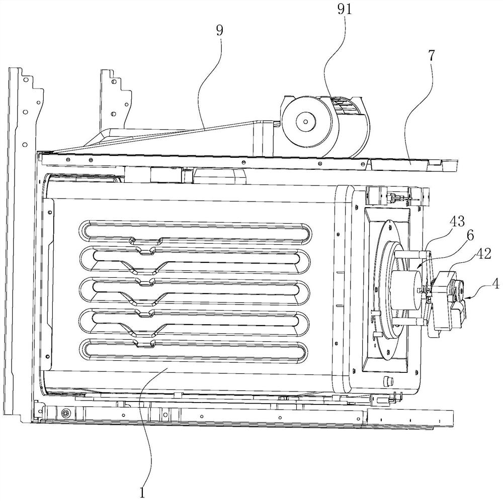 A hot air structure for cooking equipment and an oven with the structure