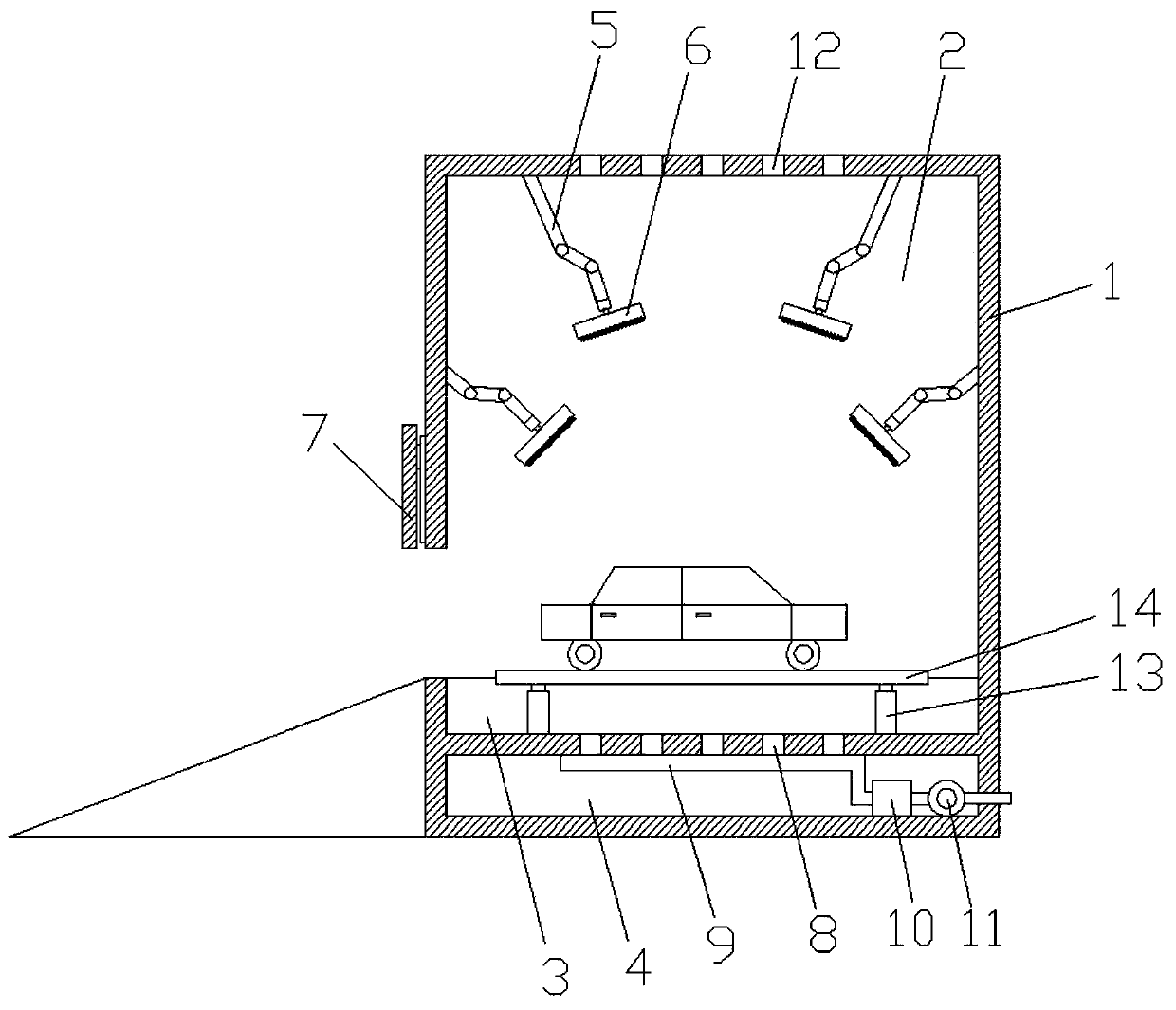 Efficient automatic car wiping equipment and application method thereof