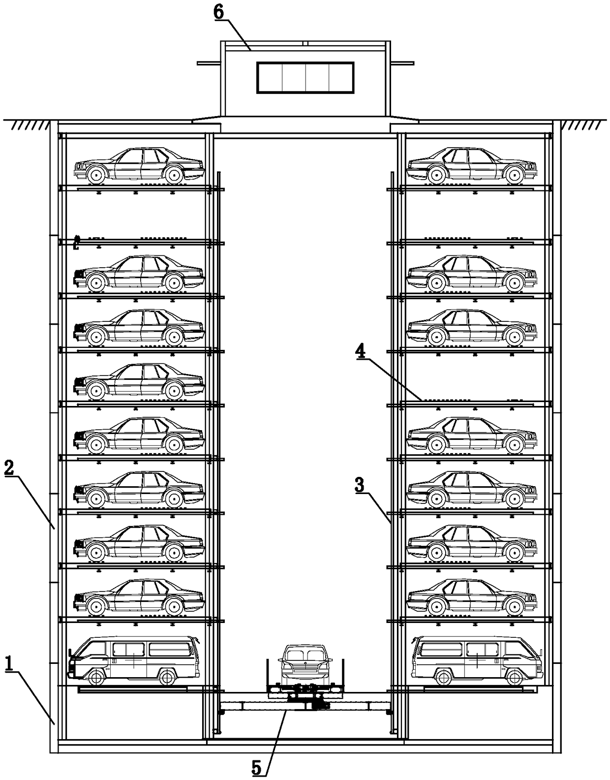 Open caisson construction method for stereo garage