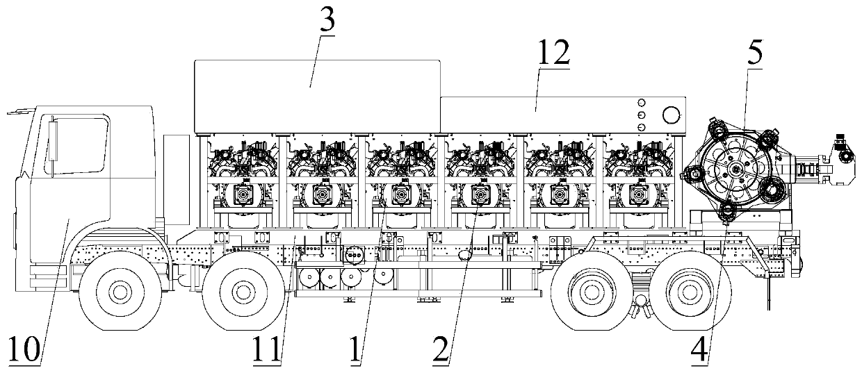 Fracturing pump transmission system and fracturing truck