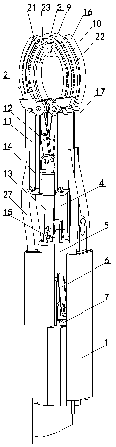 Retracting arc cutting and stitching instrument