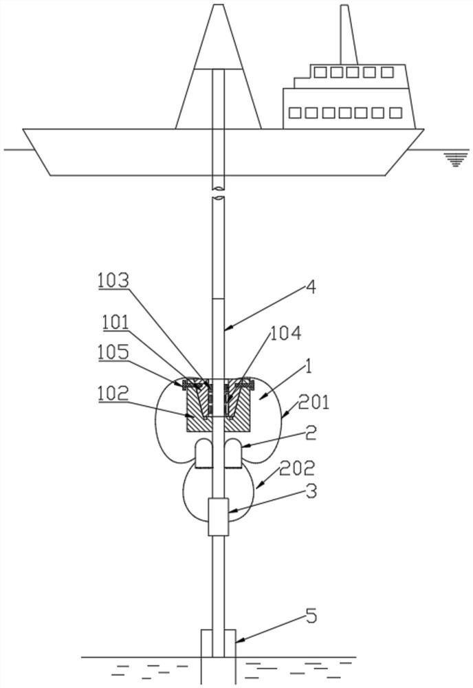 Emergency release device with tie-back function and method