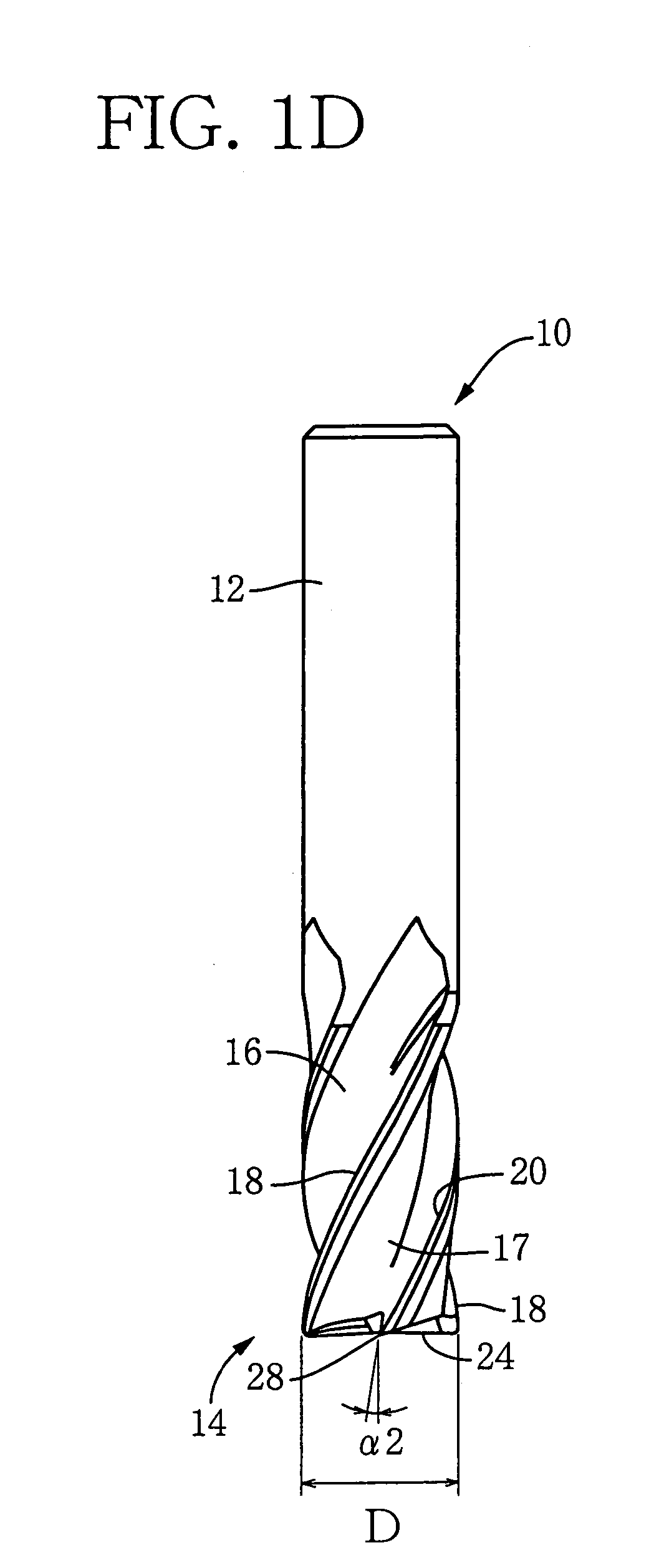 End mill having different axial rake angles and different radial rake angles