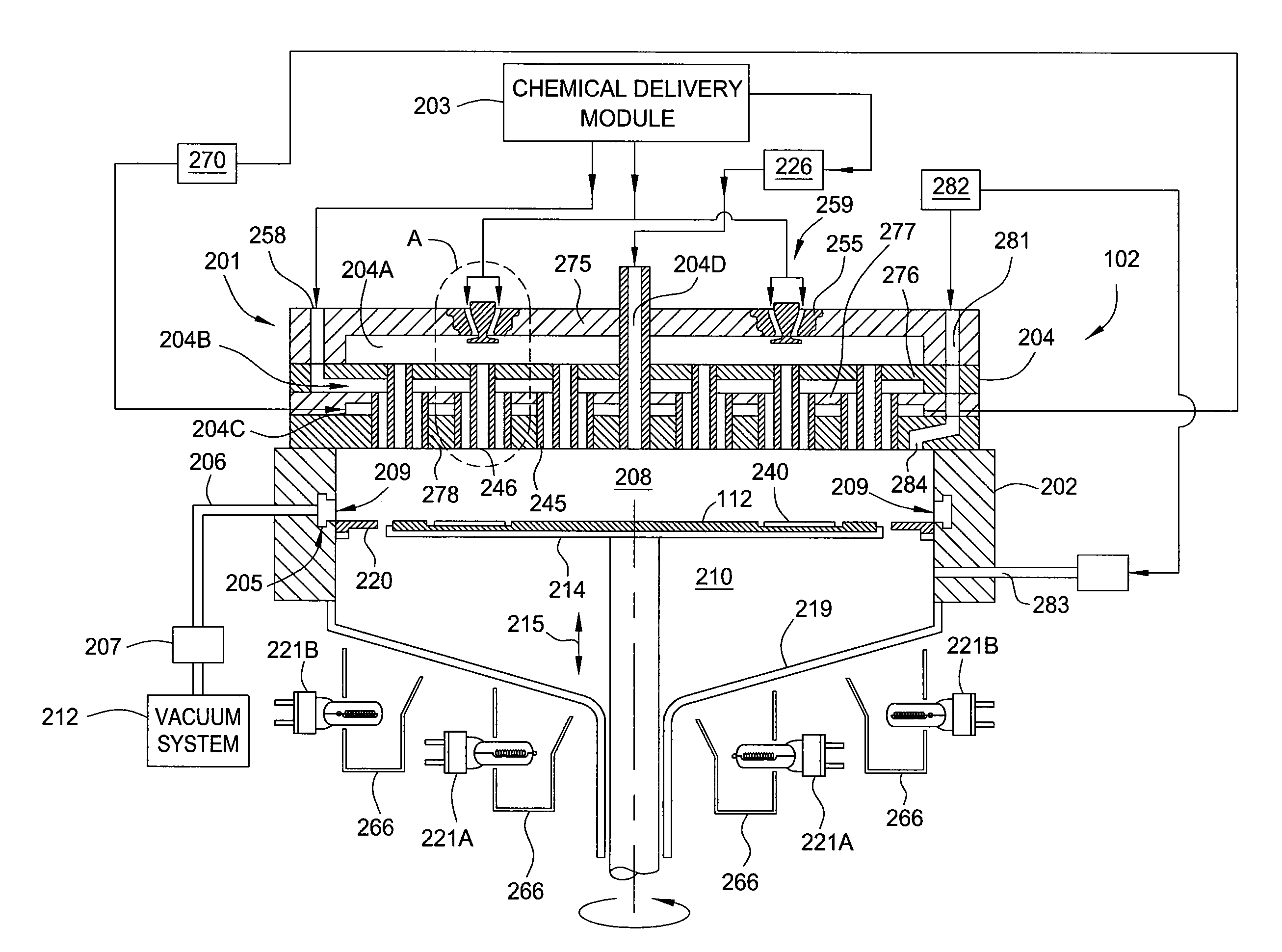 Showerhead assembly with gas injection distribution devices