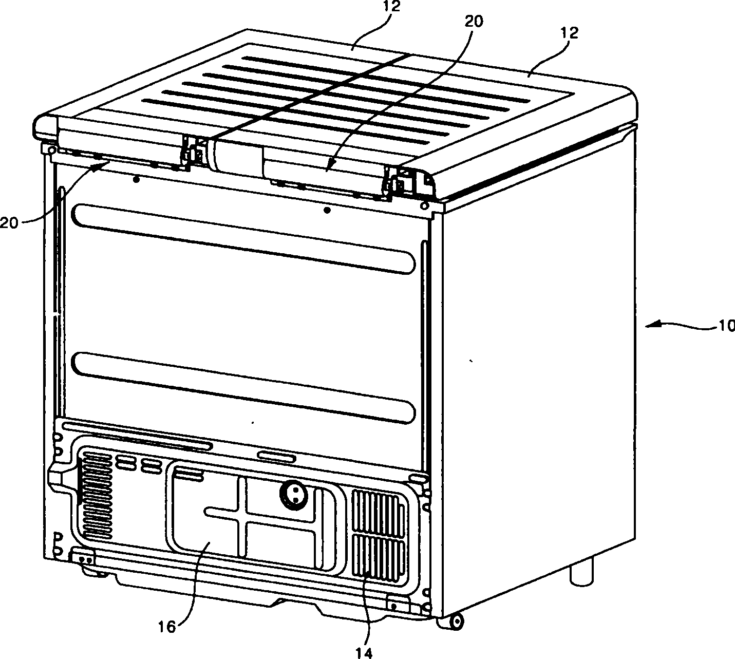 Top door opening electric refrigerator hinge device