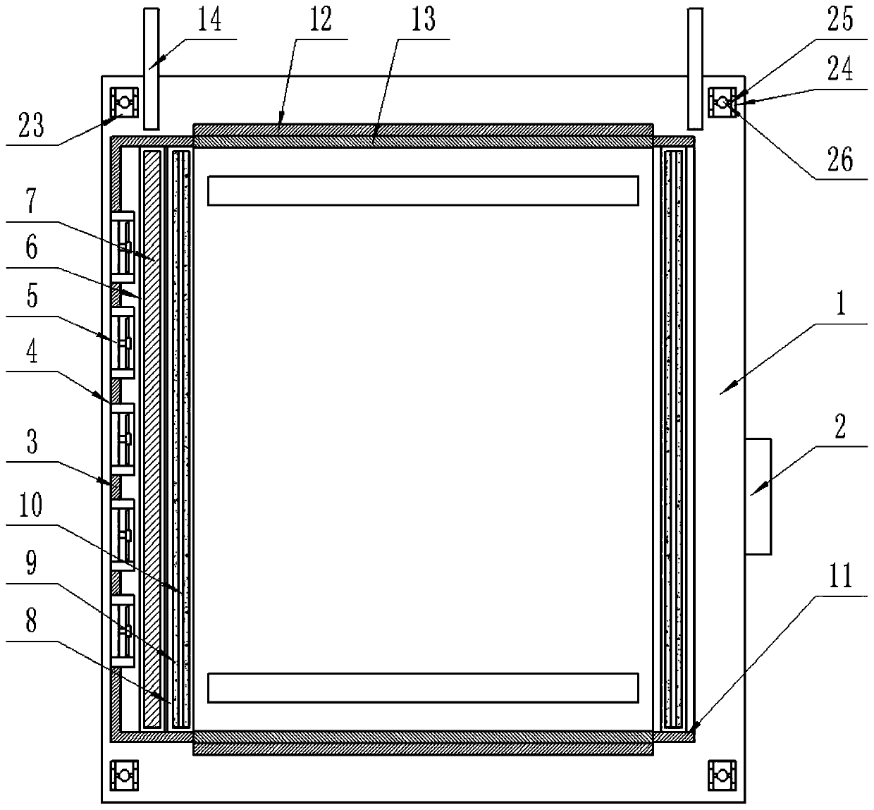 Drawing board fixing bracket device capable of being quickly dried by blowing