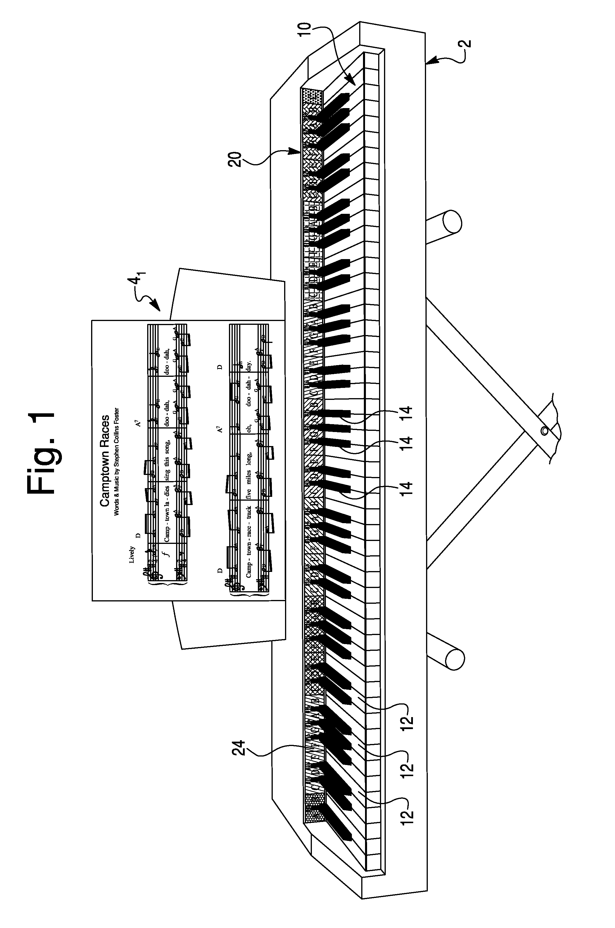 System of associating sheet music notation with keyboard keys and sight reading