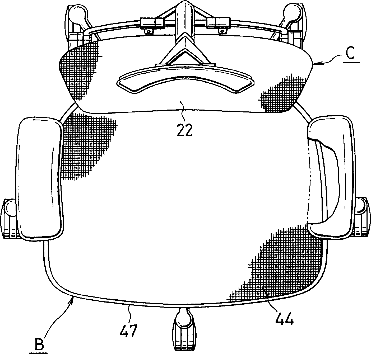 Construction for attaching net member to chair seat or backrest frame