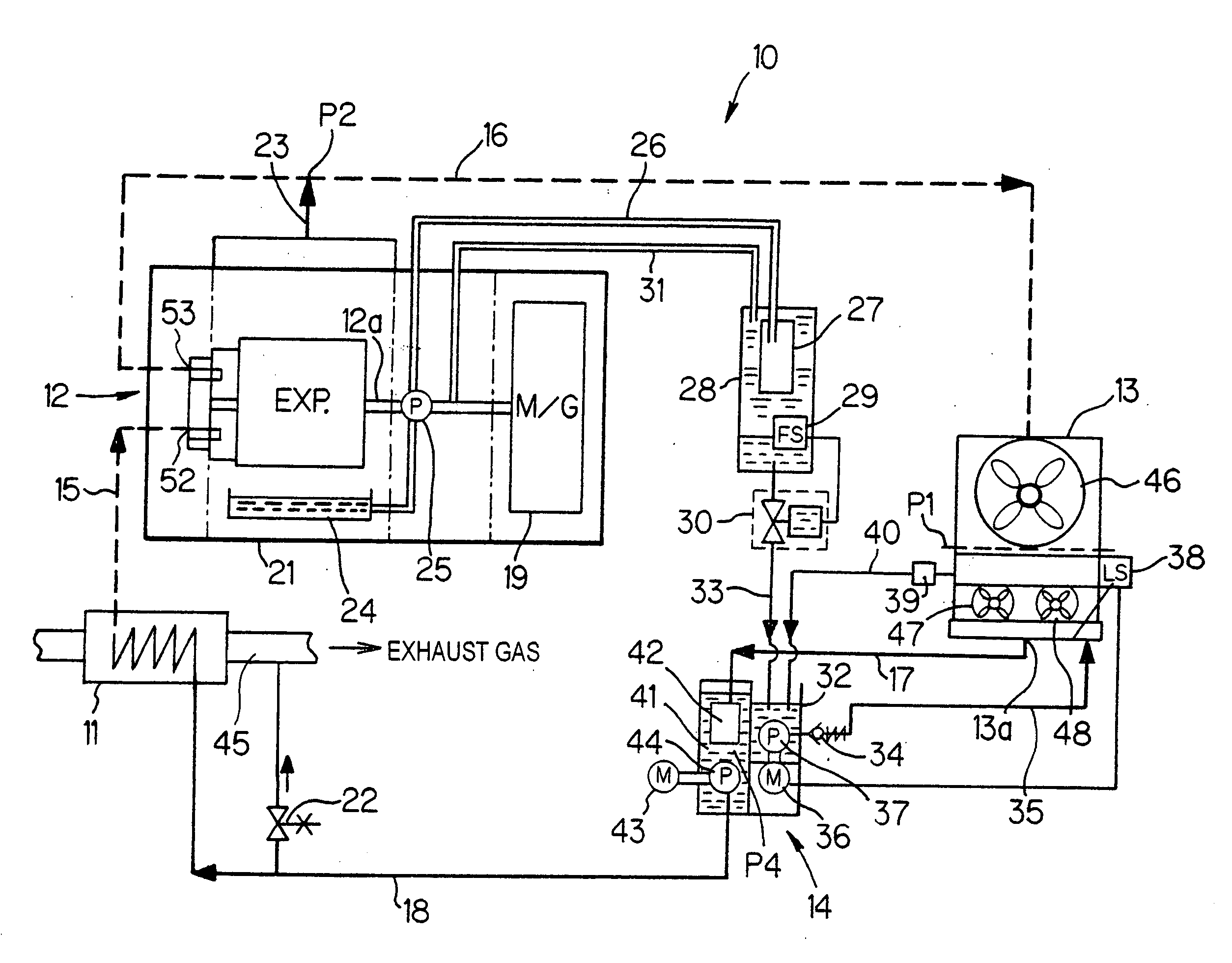Device for controlling liquid level position within condenser in rankine cycle apparatus