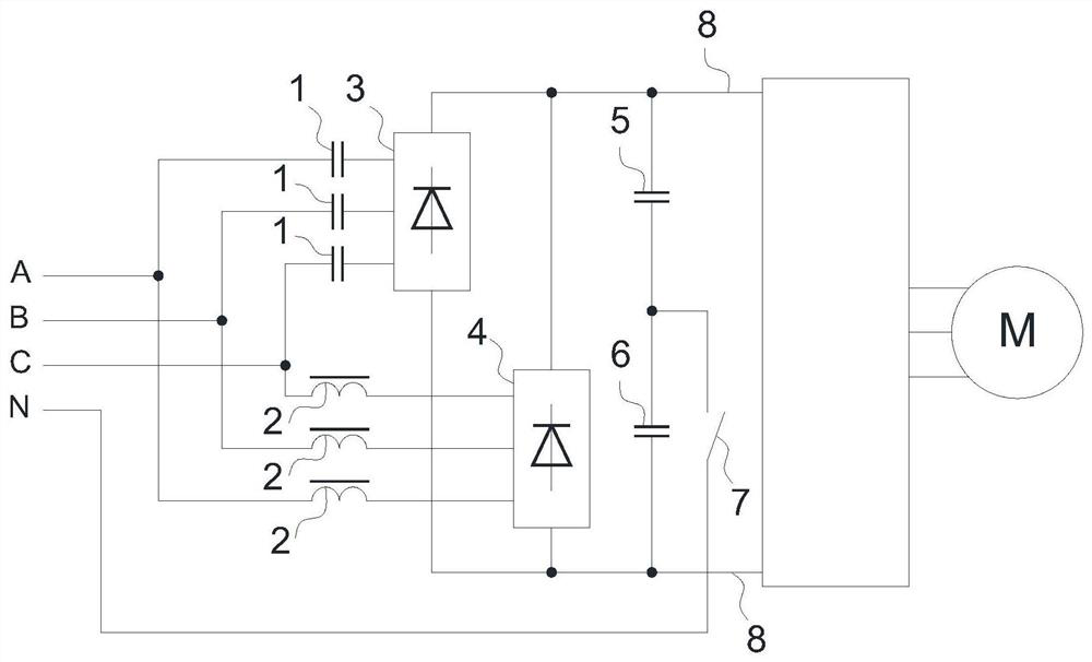 Frequency converter harmonic suppression circuit