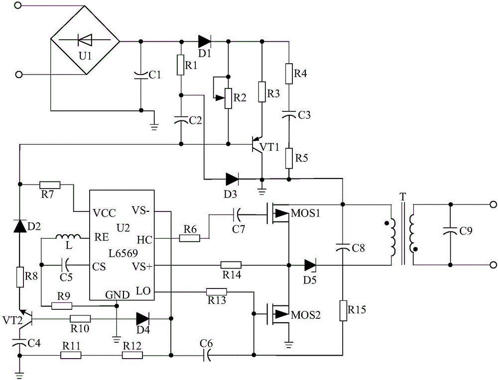 Reference current correction type energy-saving power supply circuit used for cold light LED