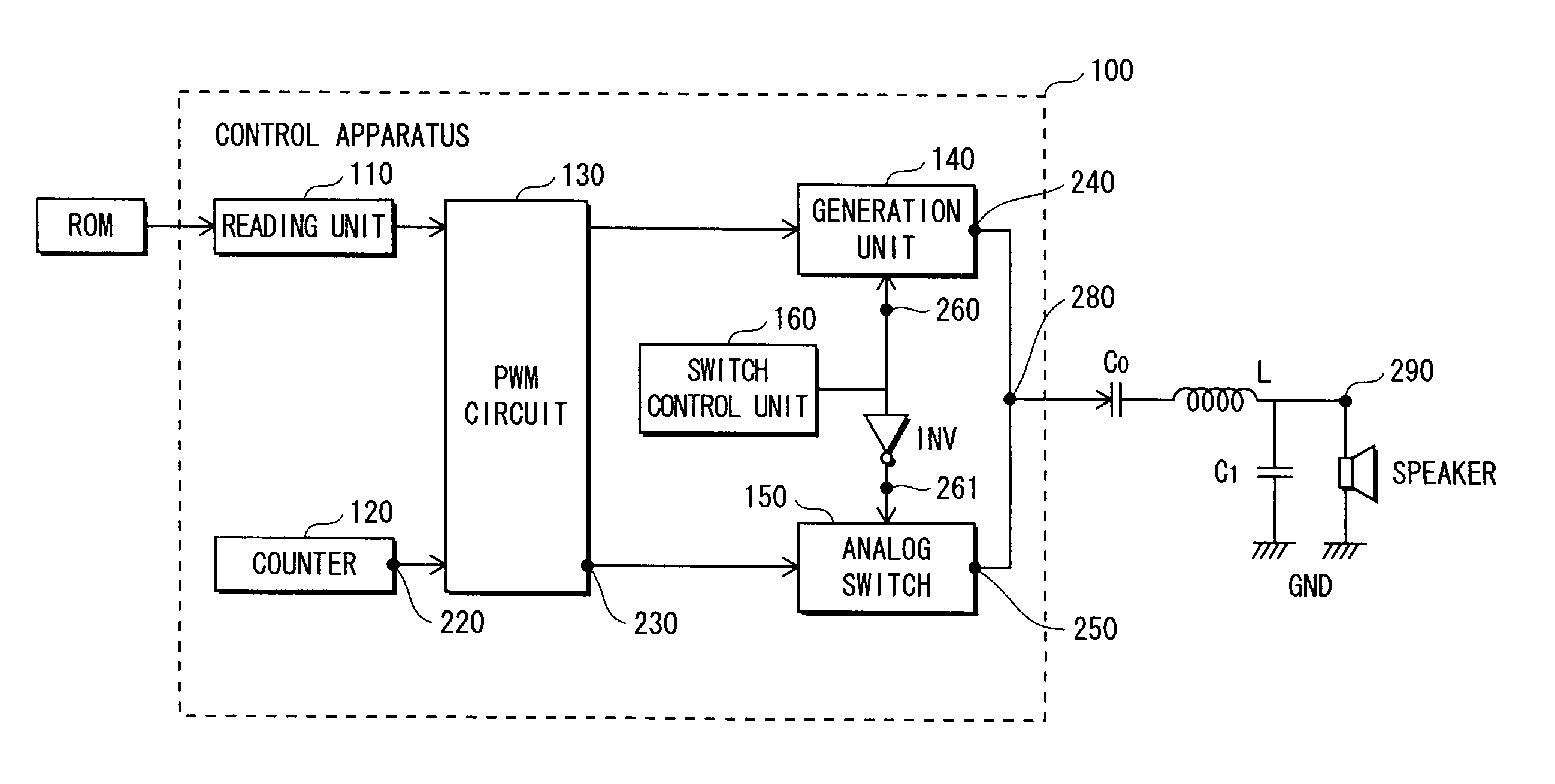 Audio signal output control device that suppresses pop sound