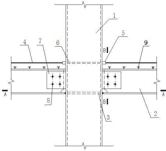 Connection joint of concrete filled steel tubular column and enclosed U-shaped steel concrete composite beam