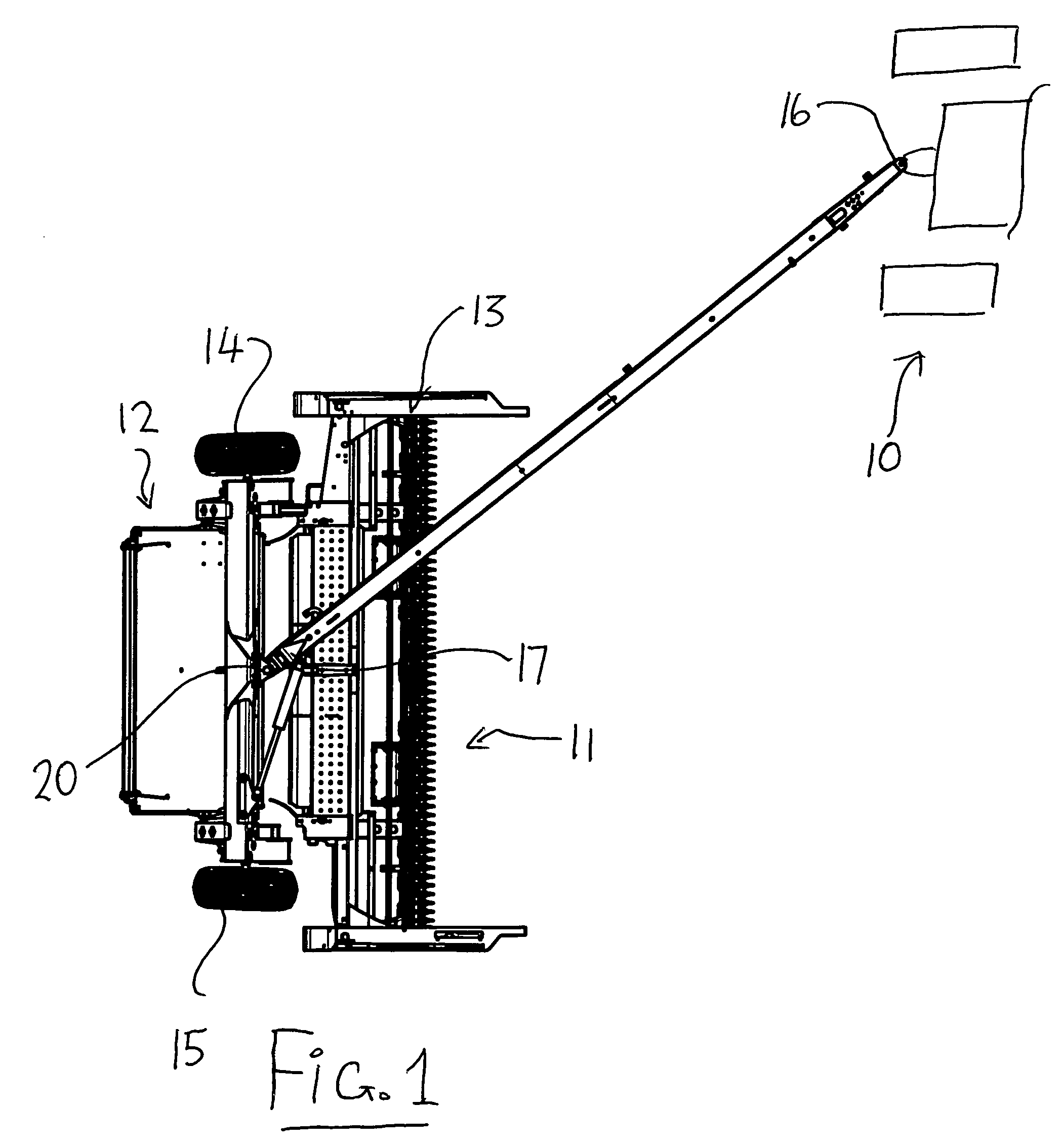 Adjustment of the hitch arm of a pull-type crop harvesting machine