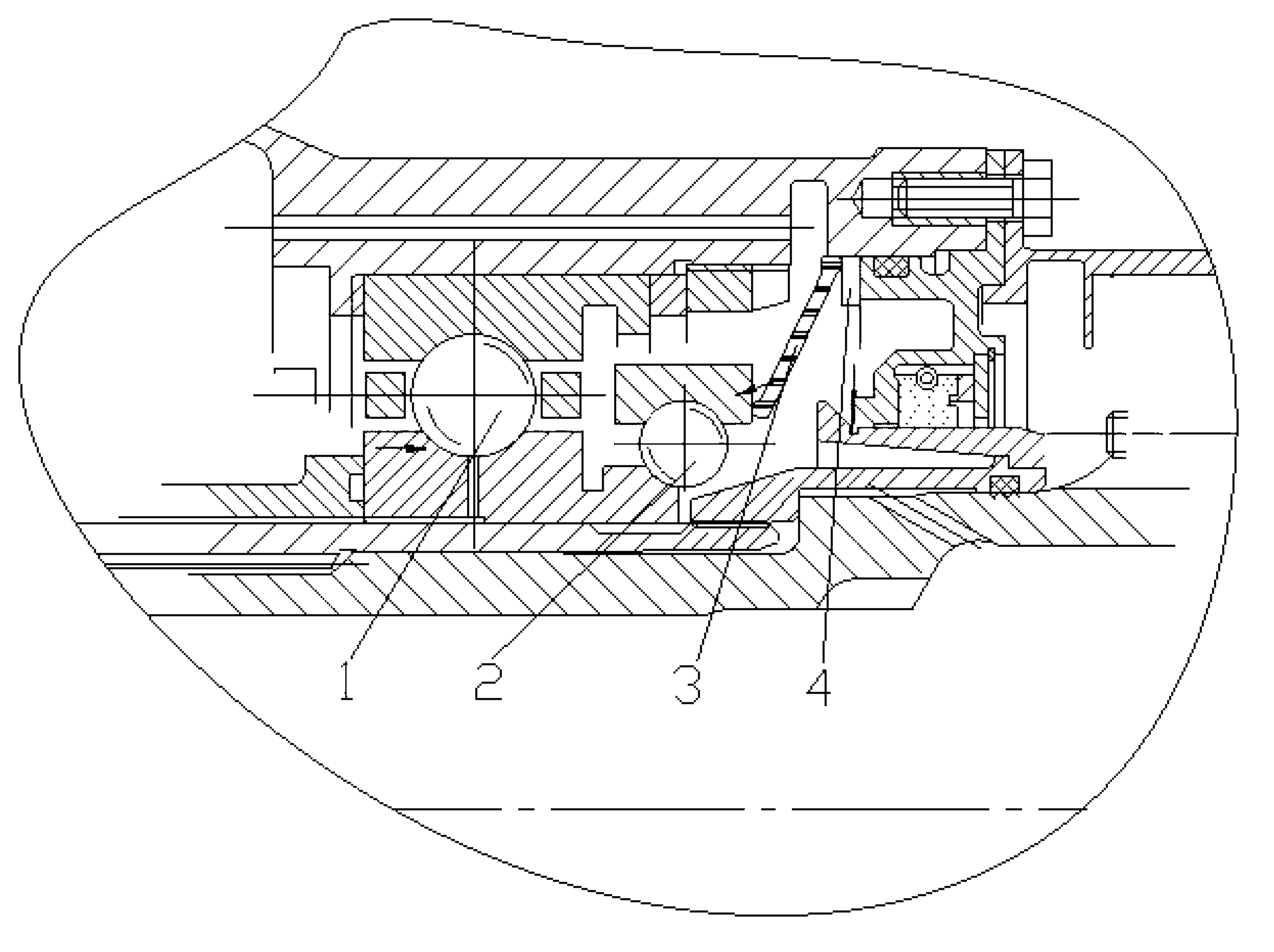 Structure for aviation gas turbine rotor supporting point ball bearing axial pre-load