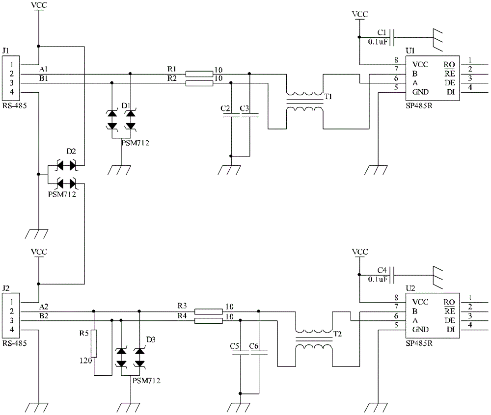 Electrostatic protection circuit for medical gas supply system and its communication lines