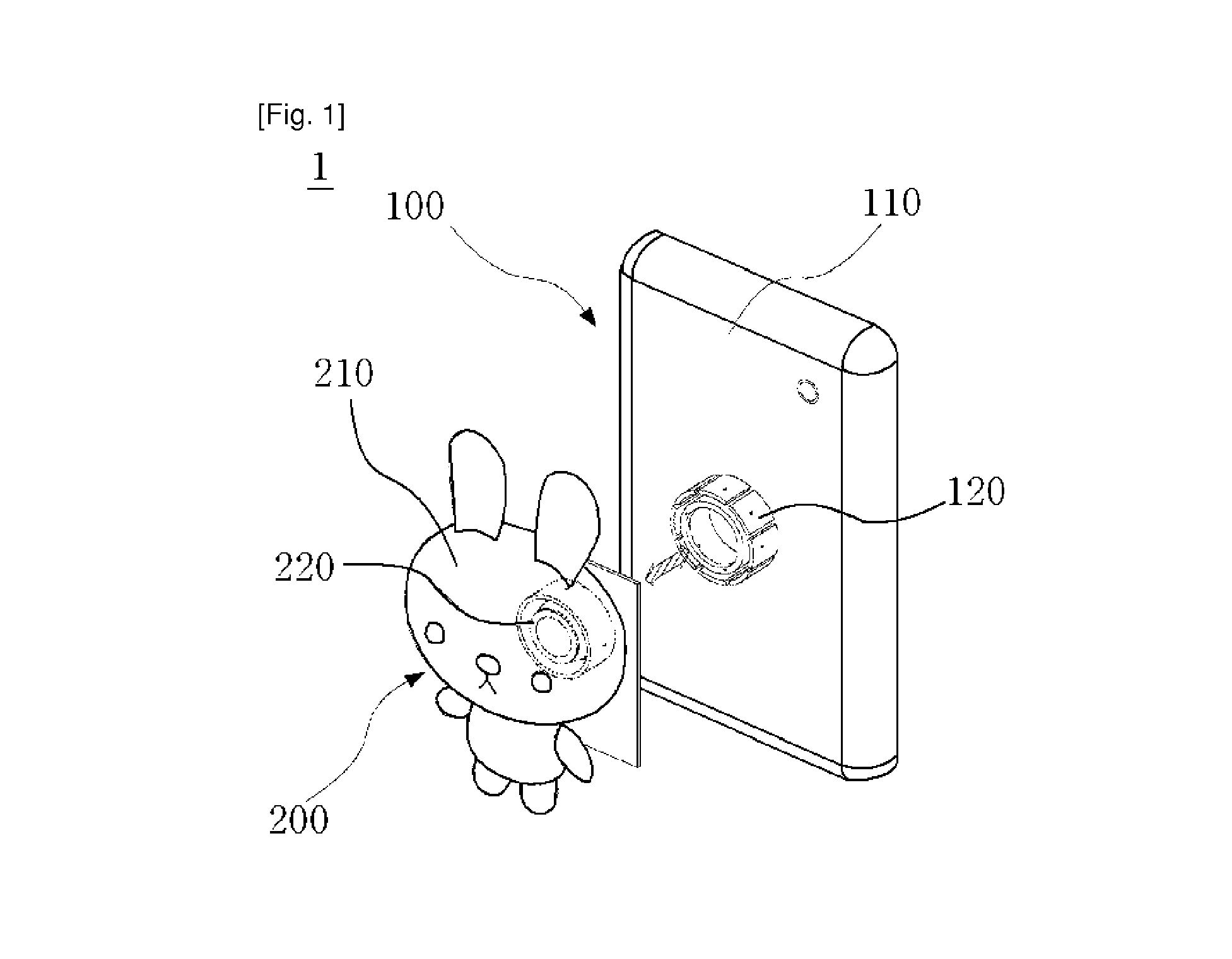 Double-type case coupling a character case having a clicking rotation runction with a smartphone case