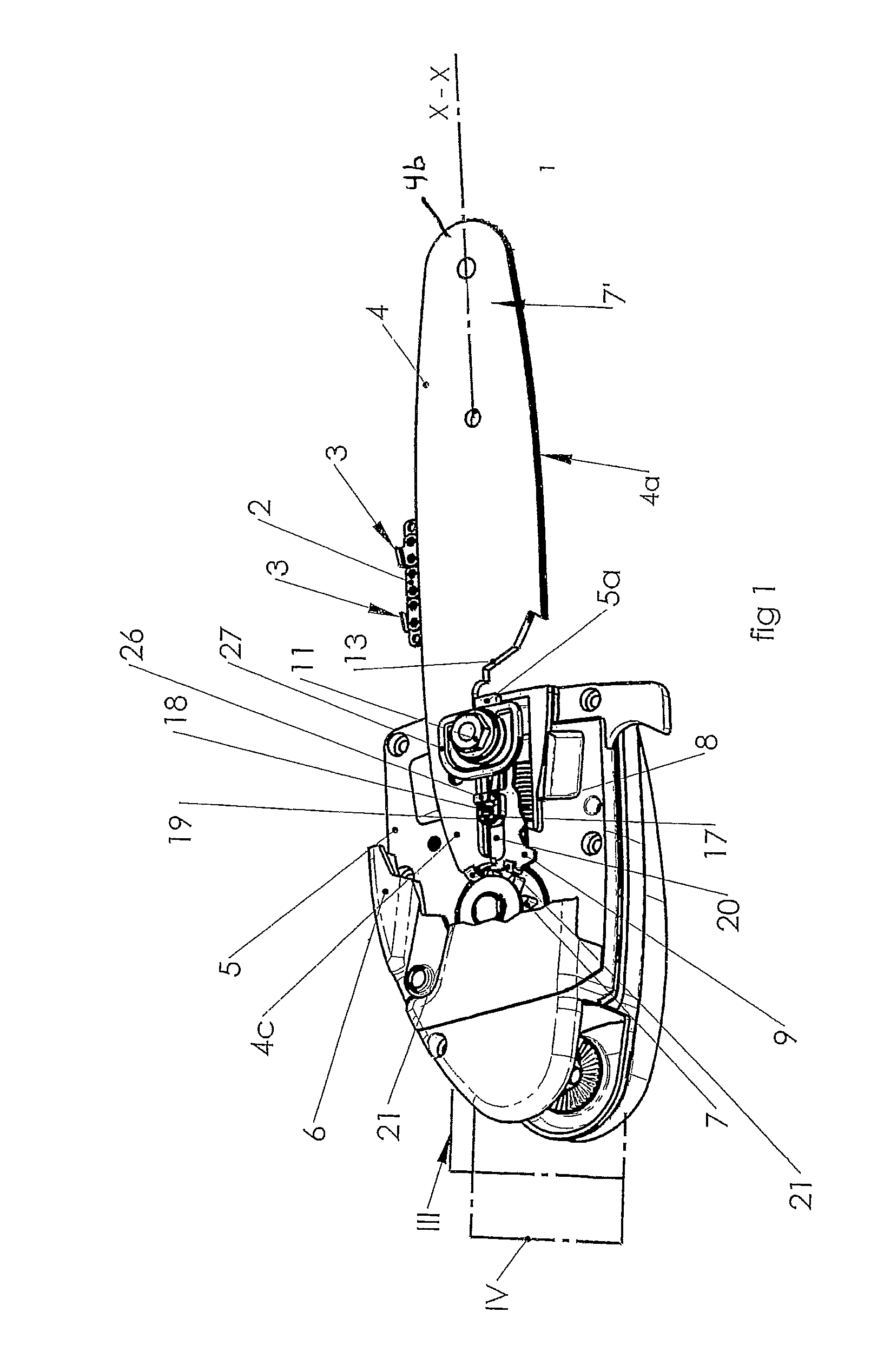 Chain saw with tension adjustment