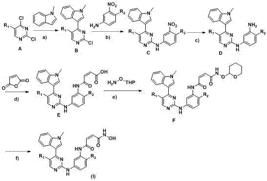 2-arylaminopyrimidine derivatives containing hydroxamic acid fragments and their preparation and application