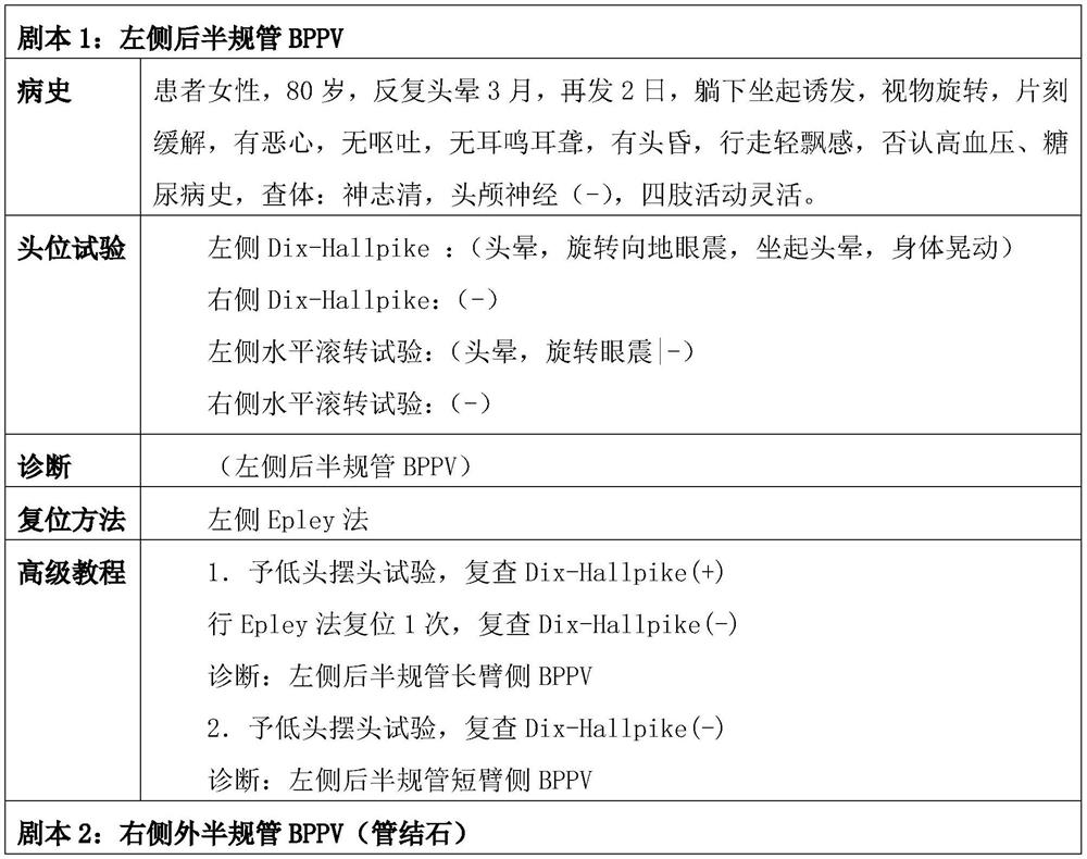 BPPV diagnosis and treatment skill training system and method