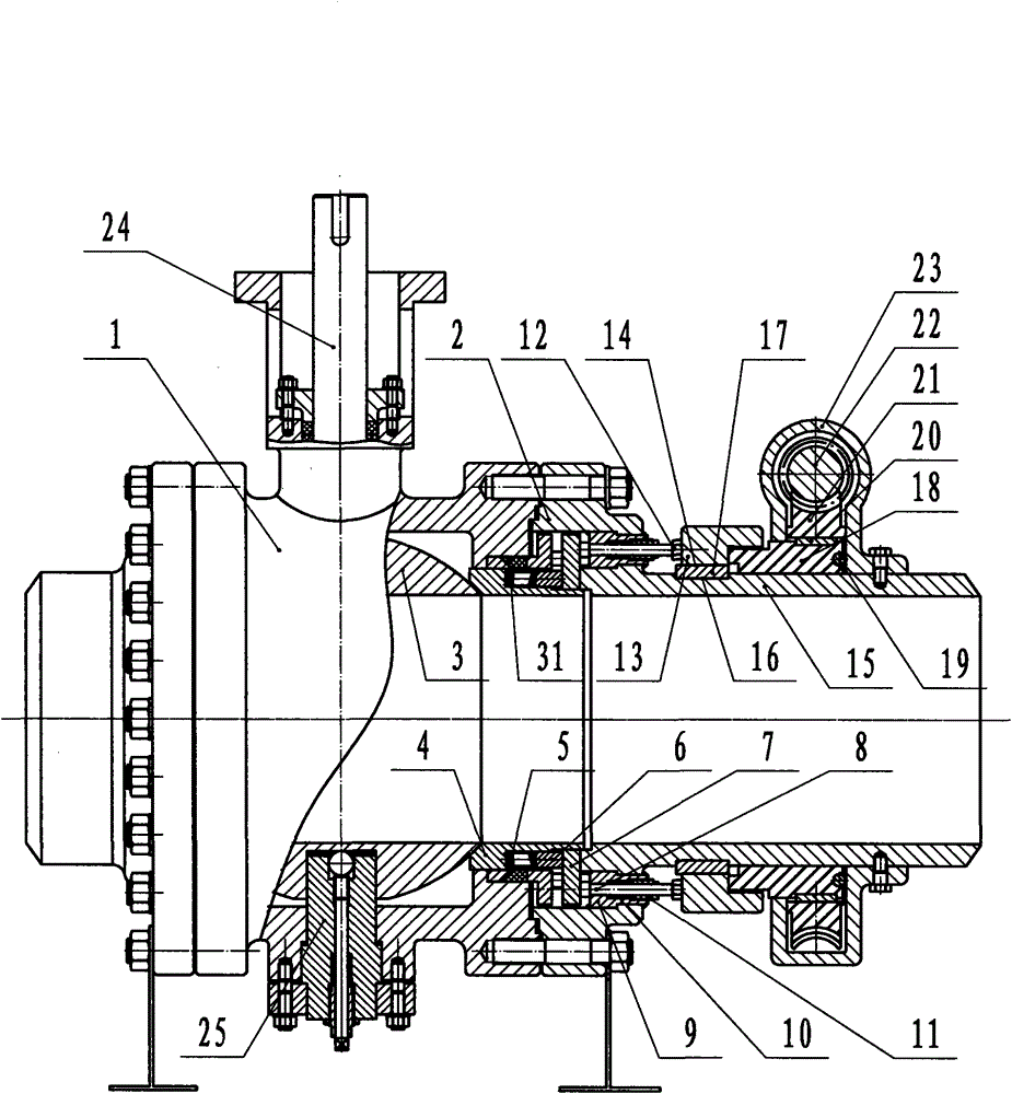 A forced sealing ball valve