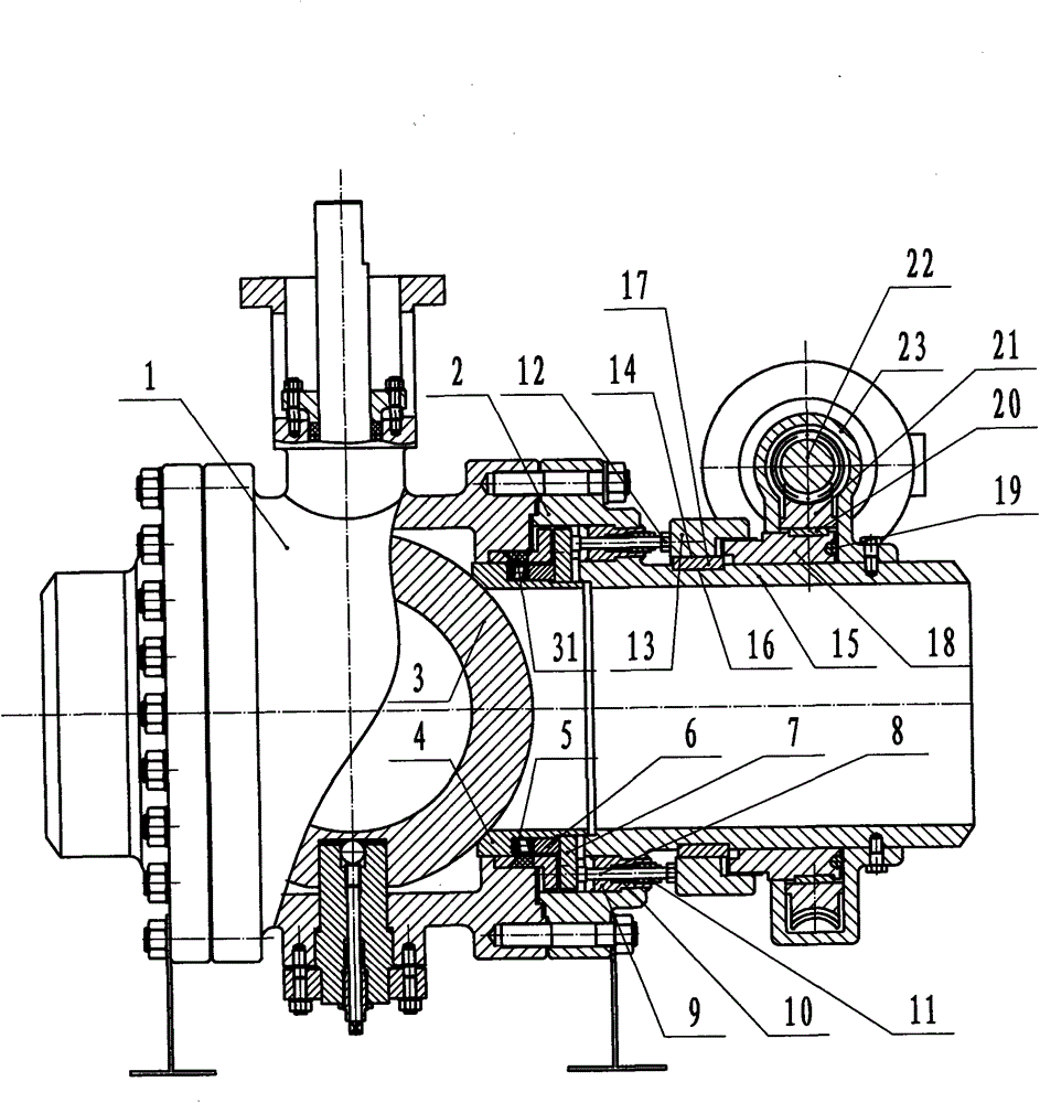 A forced sealing ball valve